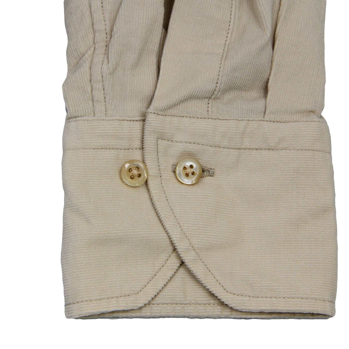 Beige Solid Corduroy Fitted Body Shirt - Stenströms