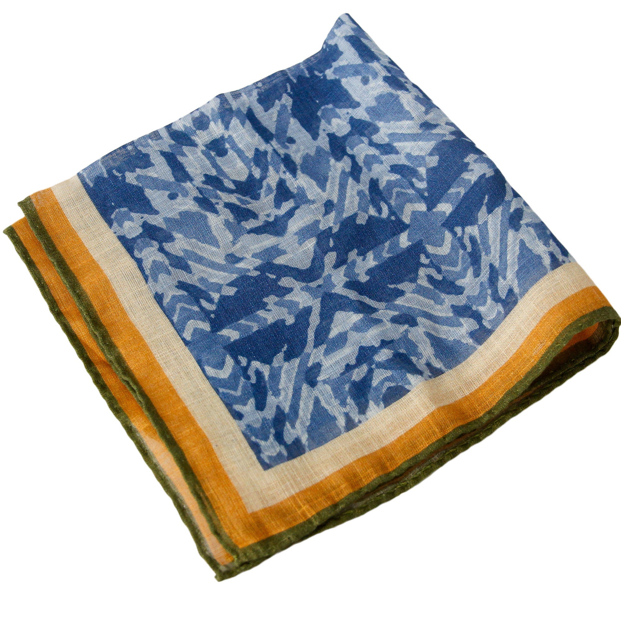 Blue Geometric Motif Cotton Hankie - Stenströms