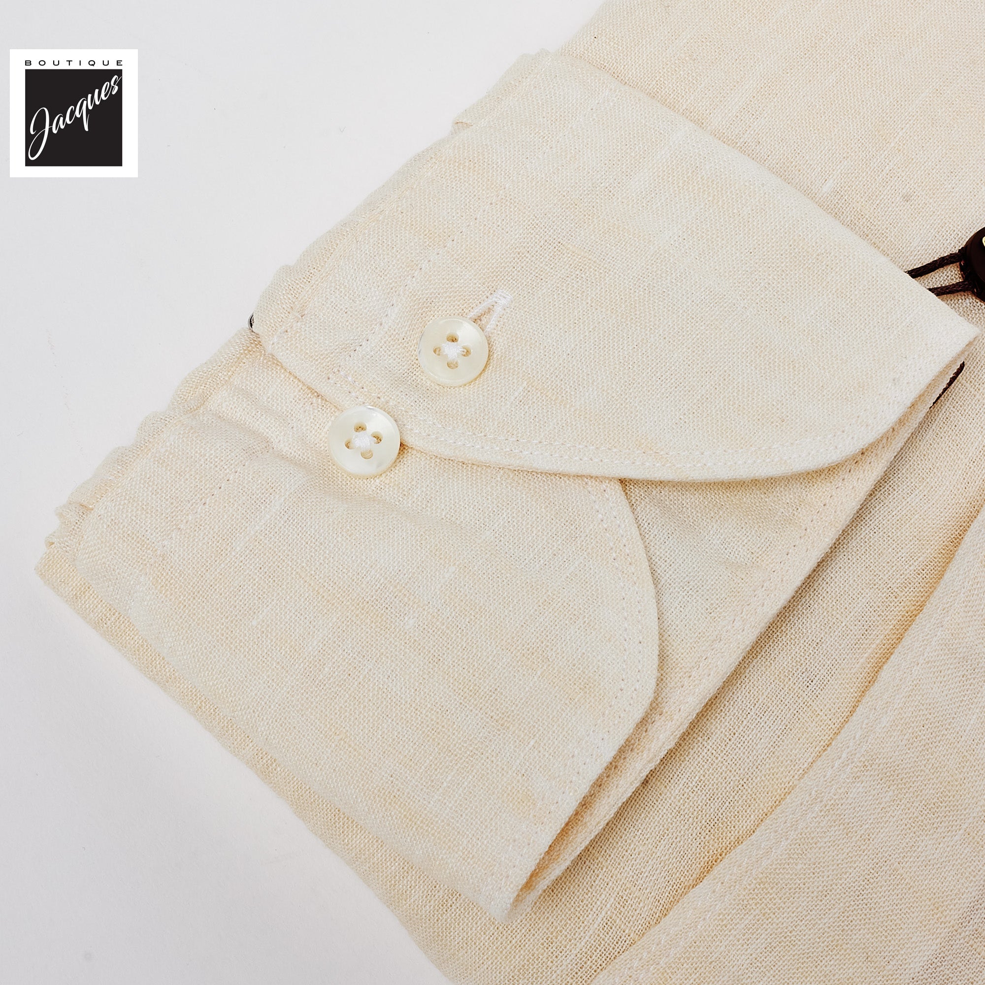 Butter Yellow Linen Casual Slimline Shirt - Stenströms