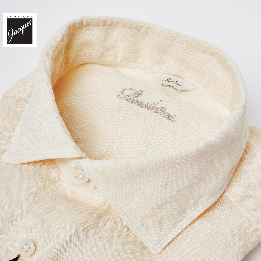Butter Yellow Linen Casual Slimline Shirt - Stenströms