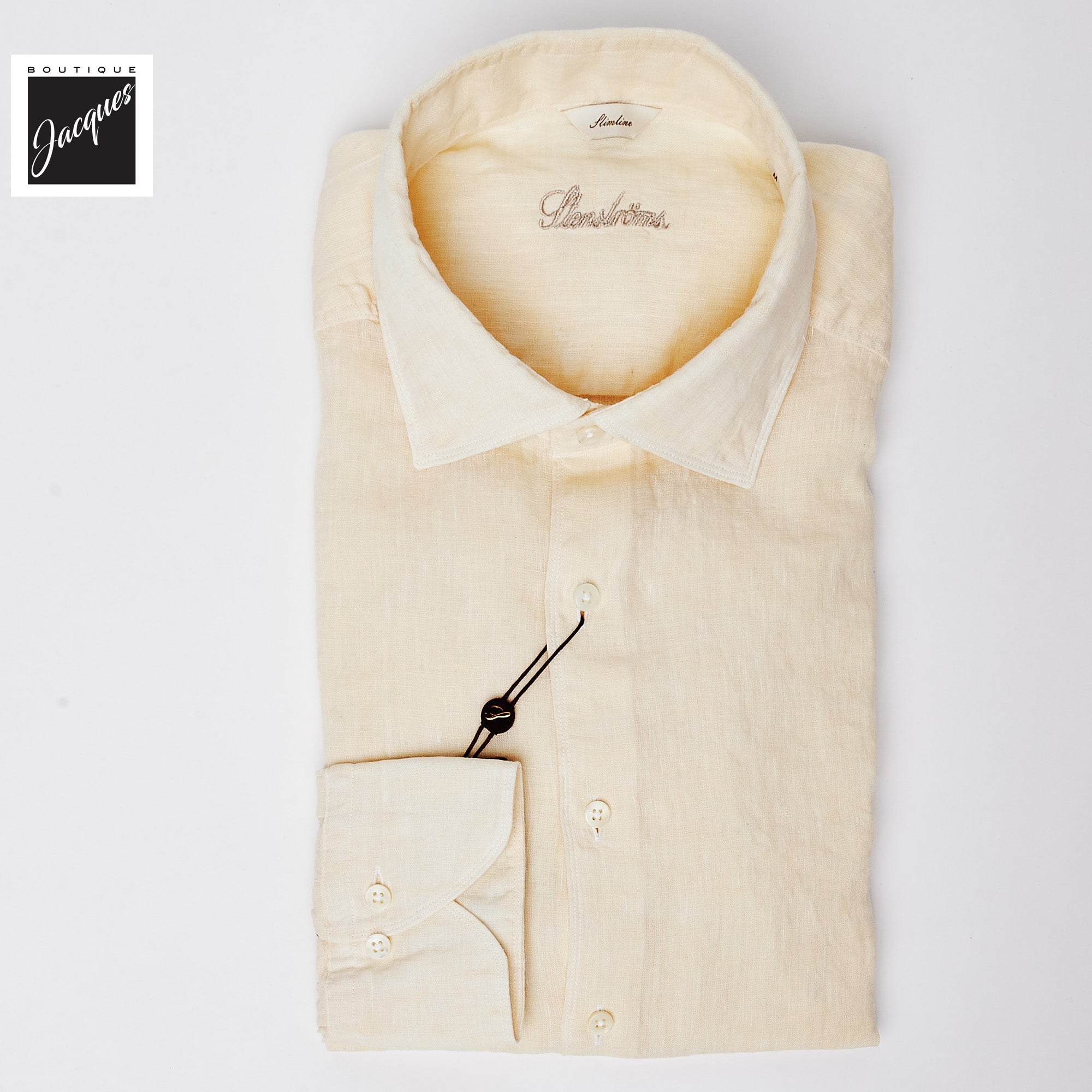 Butter Yellow Linen Casual Slimline Shirt - Stenströms