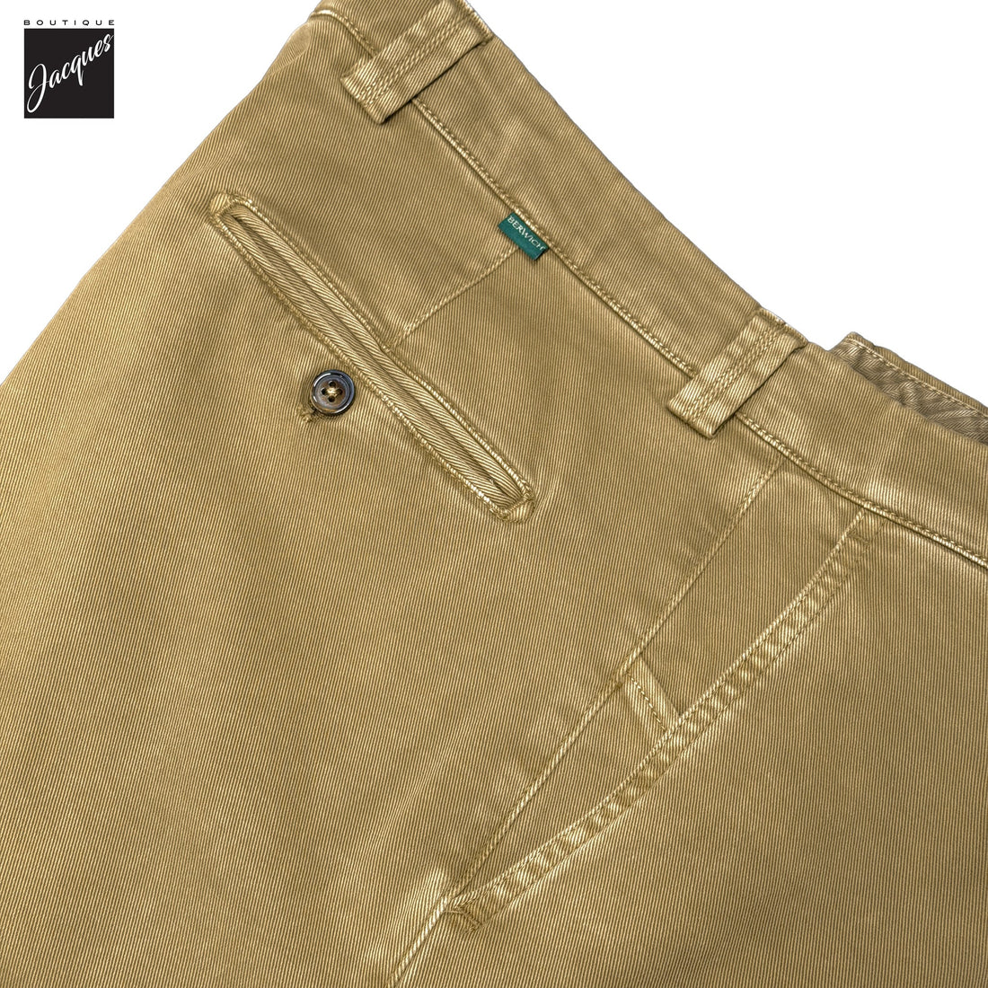 Caramel Tan Cotton-Stretch Denim Negroni Wide Fit Chino Trousers - Berwich
