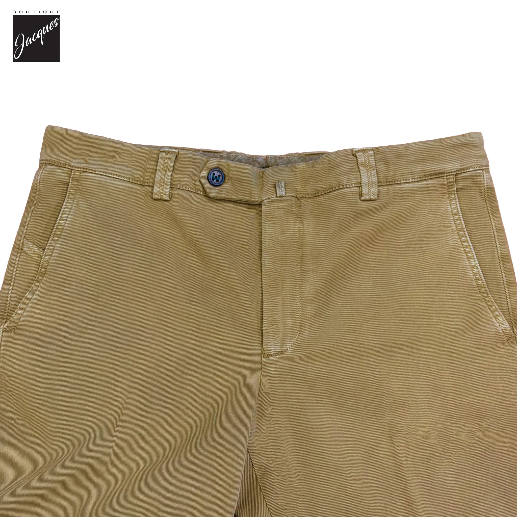 Caramel Tan Cotton-Stretch Denim Negroni Wide Fit Chino Trousers - Berwich