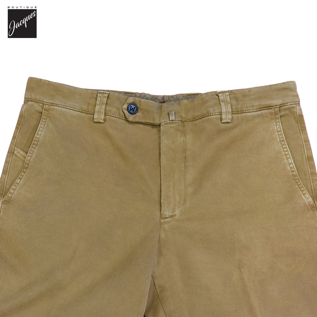 Caramel Tan Cotton-Stretch Denim Negroni Wide Fit Chino Trousers - Berwich