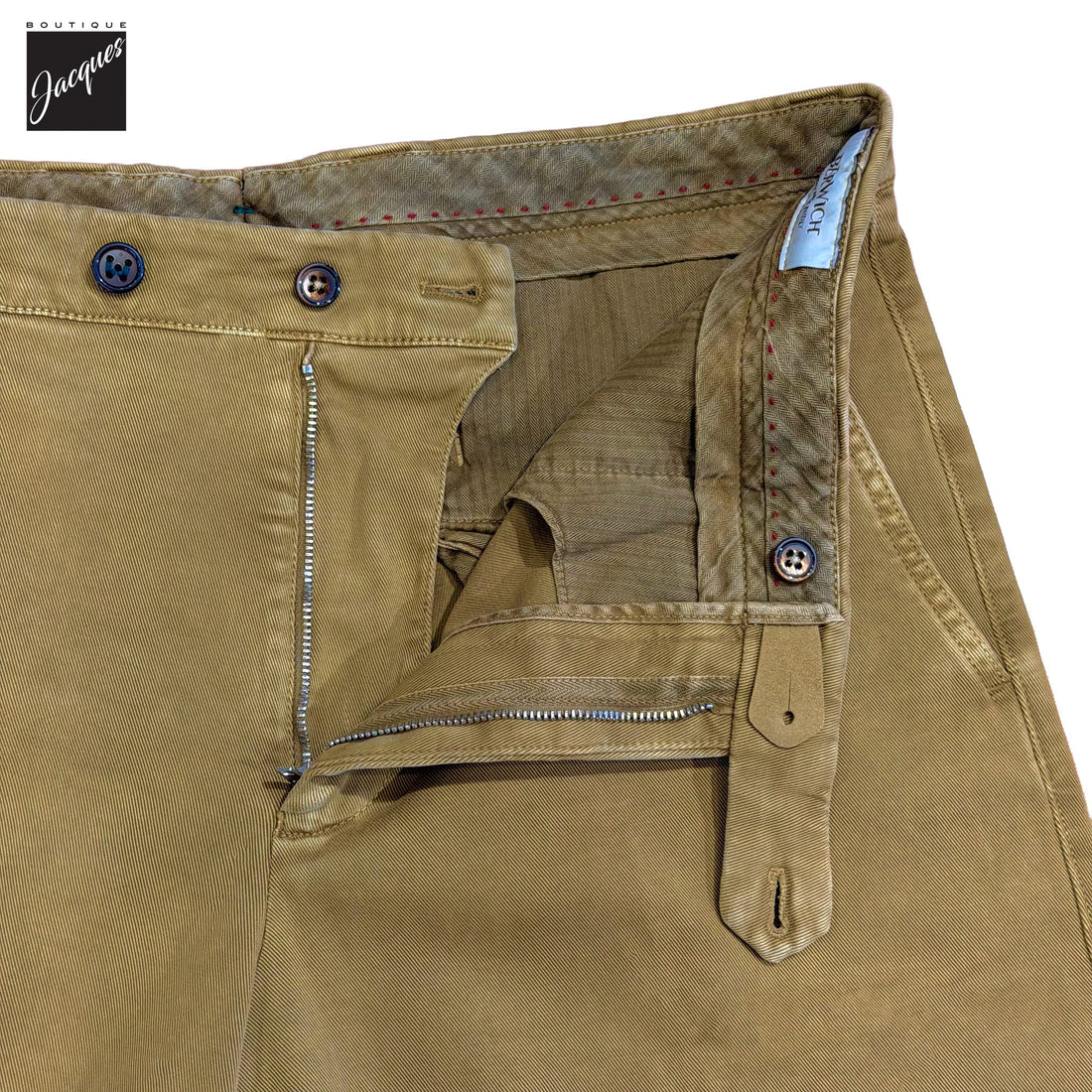 Caramel Tan Cotton-Stretch Denim Negroni Wide Fit Chino Trousers - Berwich