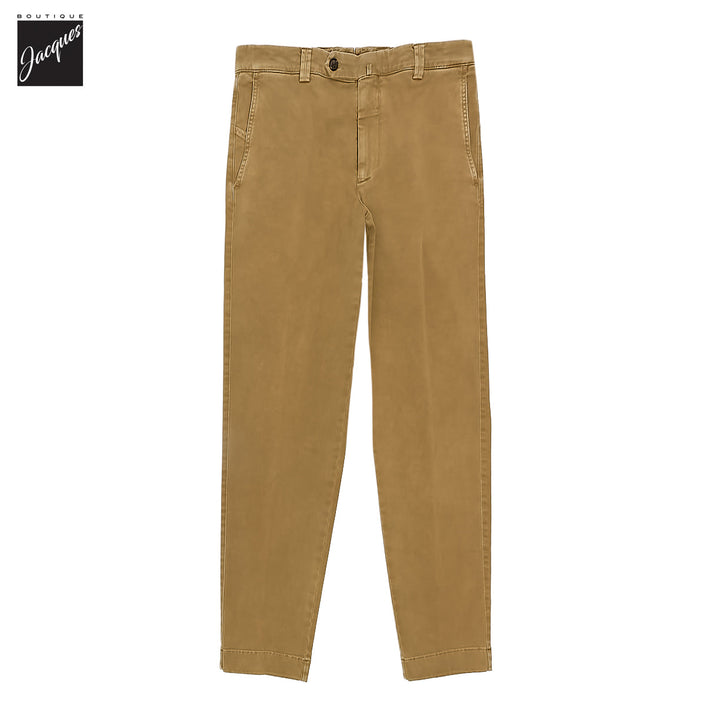 Caramel Tan Cotton-Stretch Denim Negroni Wide Fit Chino Trousers - Berwich