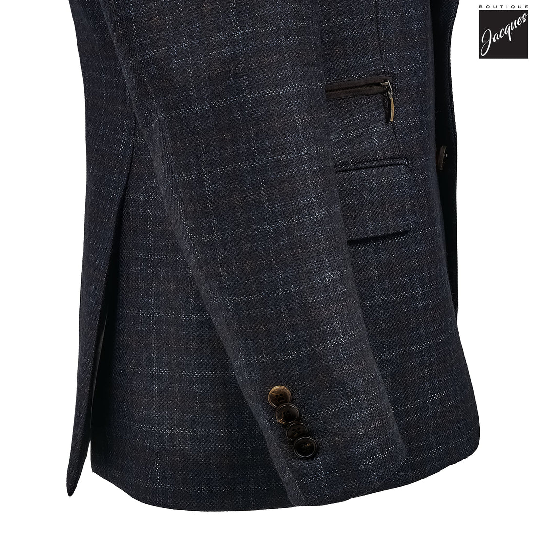 Blue Check Wool Hybrid Sport Jacket with Bib - Luigi Bianchi