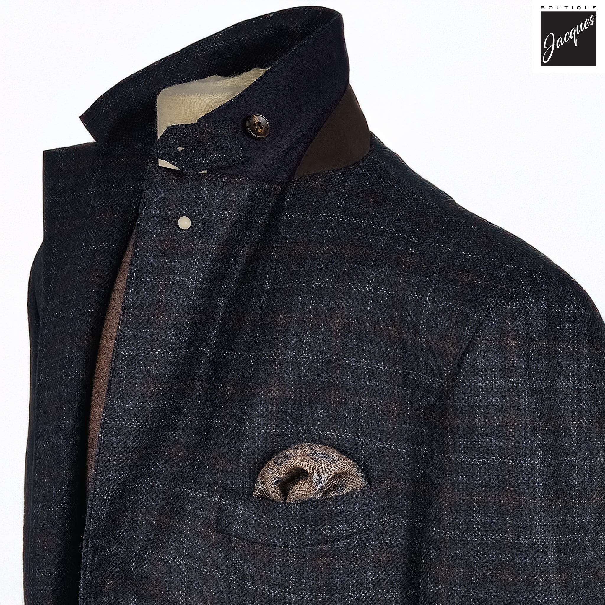 Blue Check Wool Hybrid Sport Jacket with Bib - Luigi Bianchi