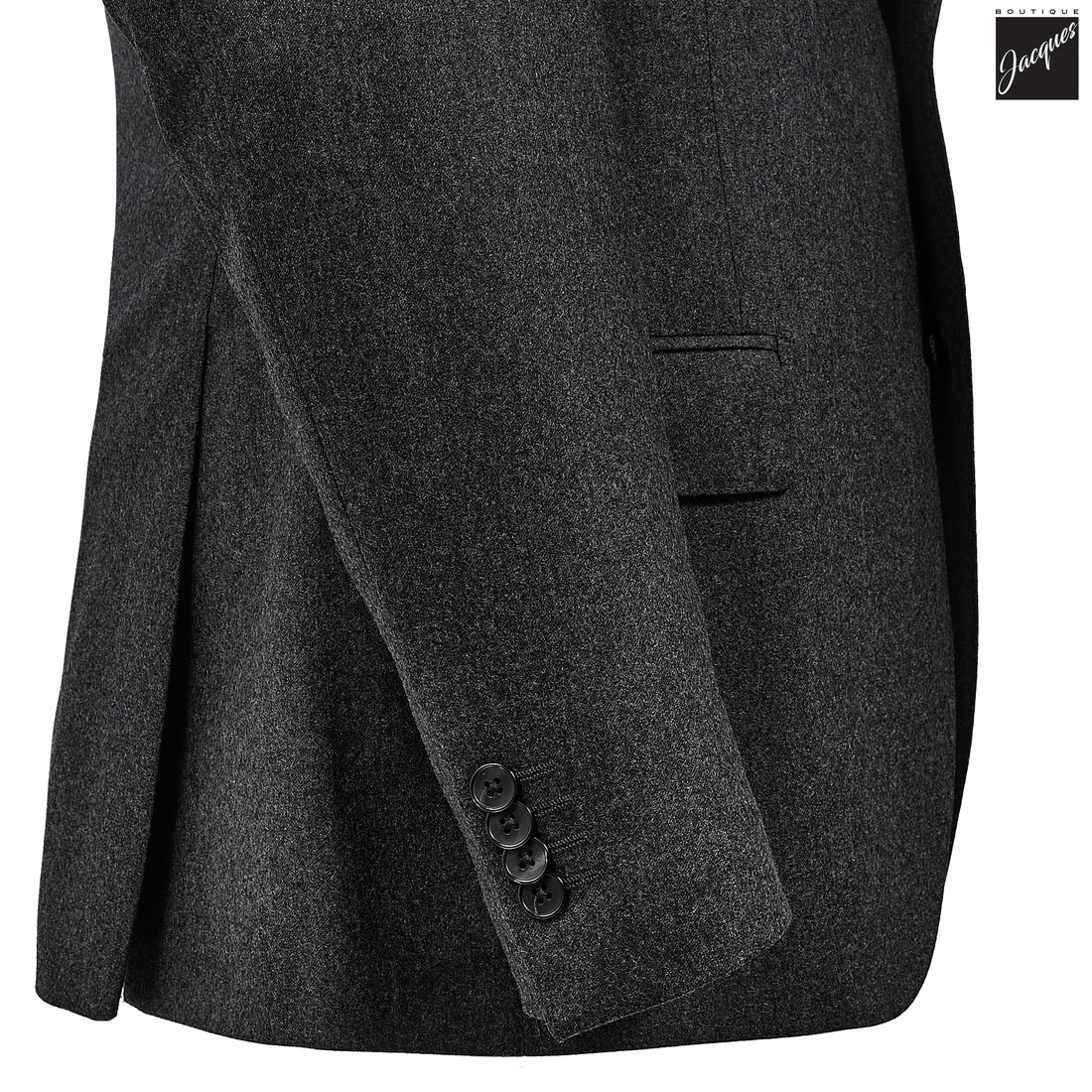 Charcoal Gray Flannel Solid Vitale Barberis Contemporary Fit Suit - Luigi Bianchi