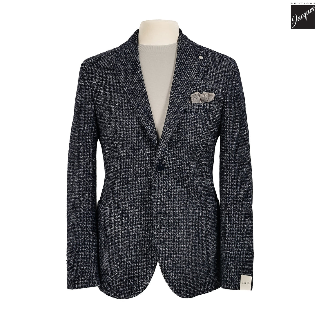 Navy Mélange Wool Jersey Unconstructed Contemporary Sport Jacket - L.B.M. 1911