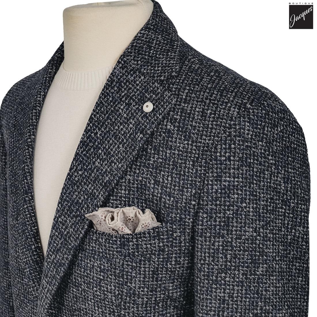 Navy Mélange Wool Jersey Unconstructed Contemporary Sport Jacket - L.B.M. 1911