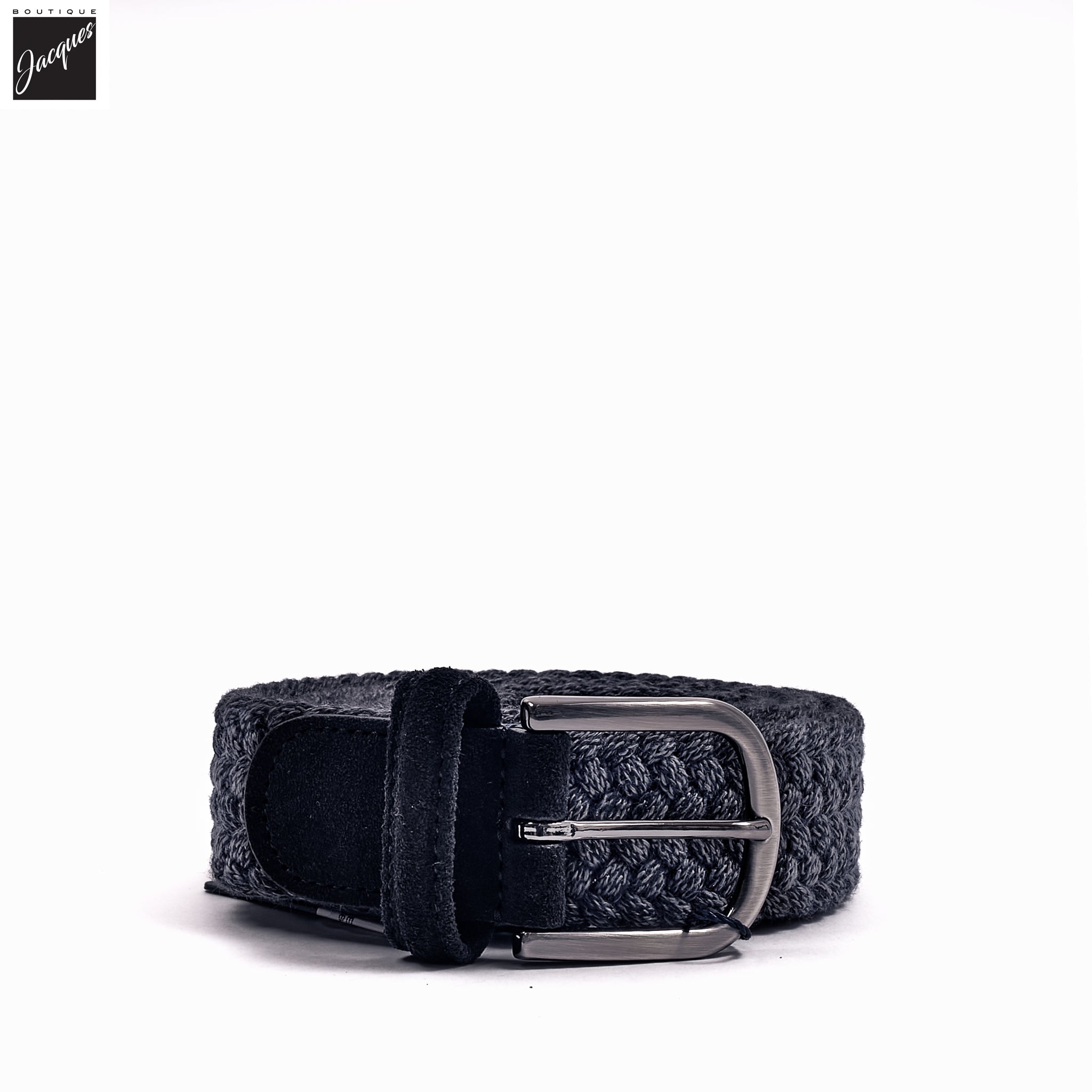 Blue Mélange Wool Woven Stretch Belt - Anderson's