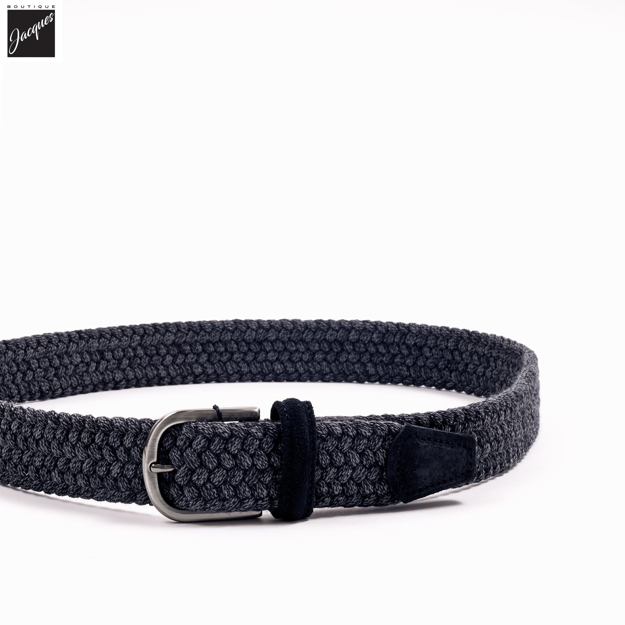 Blue Mélange Wool Woven Stretch Belt - Anderson's