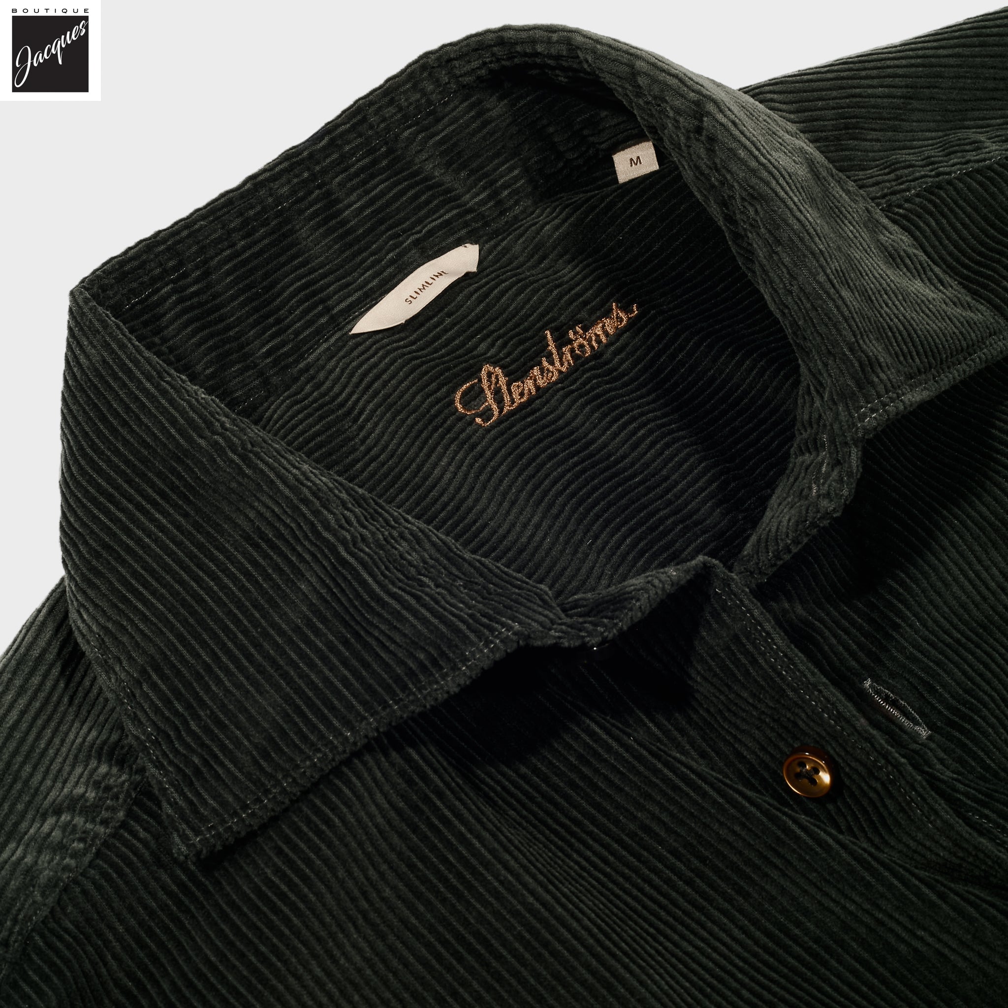Moss Green Corduroy Slimline Overshirt - Stenströms
