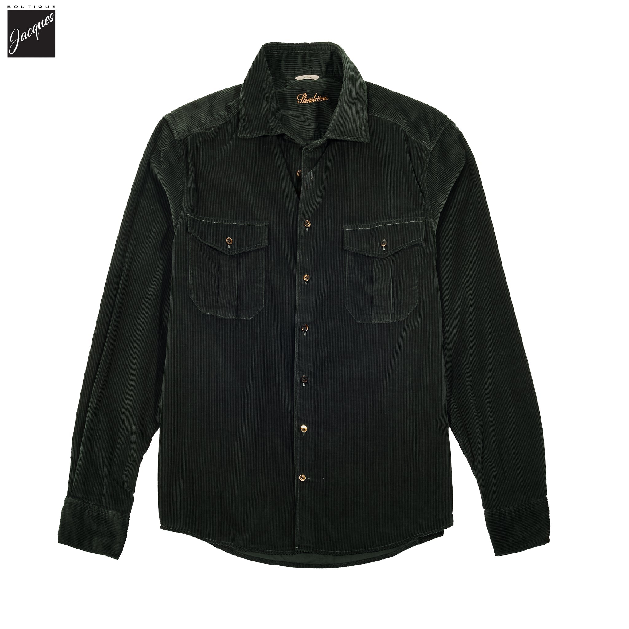 Moss Green Corduroy Slimline Overshirt - Stenströms
