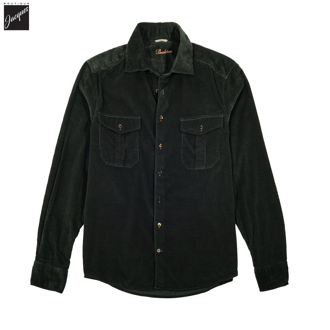 Moss Green Corduroy Slimline Overshirt - Stenströms