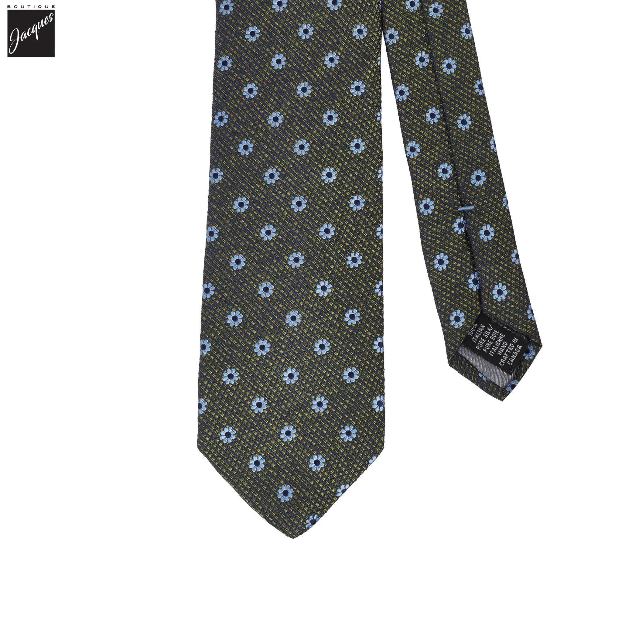 Chartreuse Green Floral Woven Silk Tie - DION