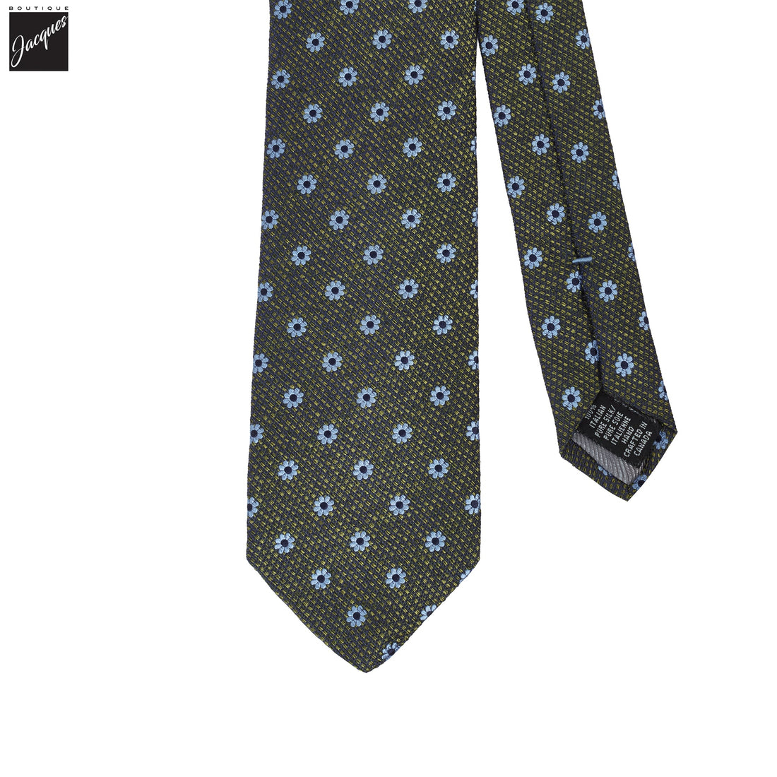 Chartreuse Green Floral Woven Silk Tie - DION
