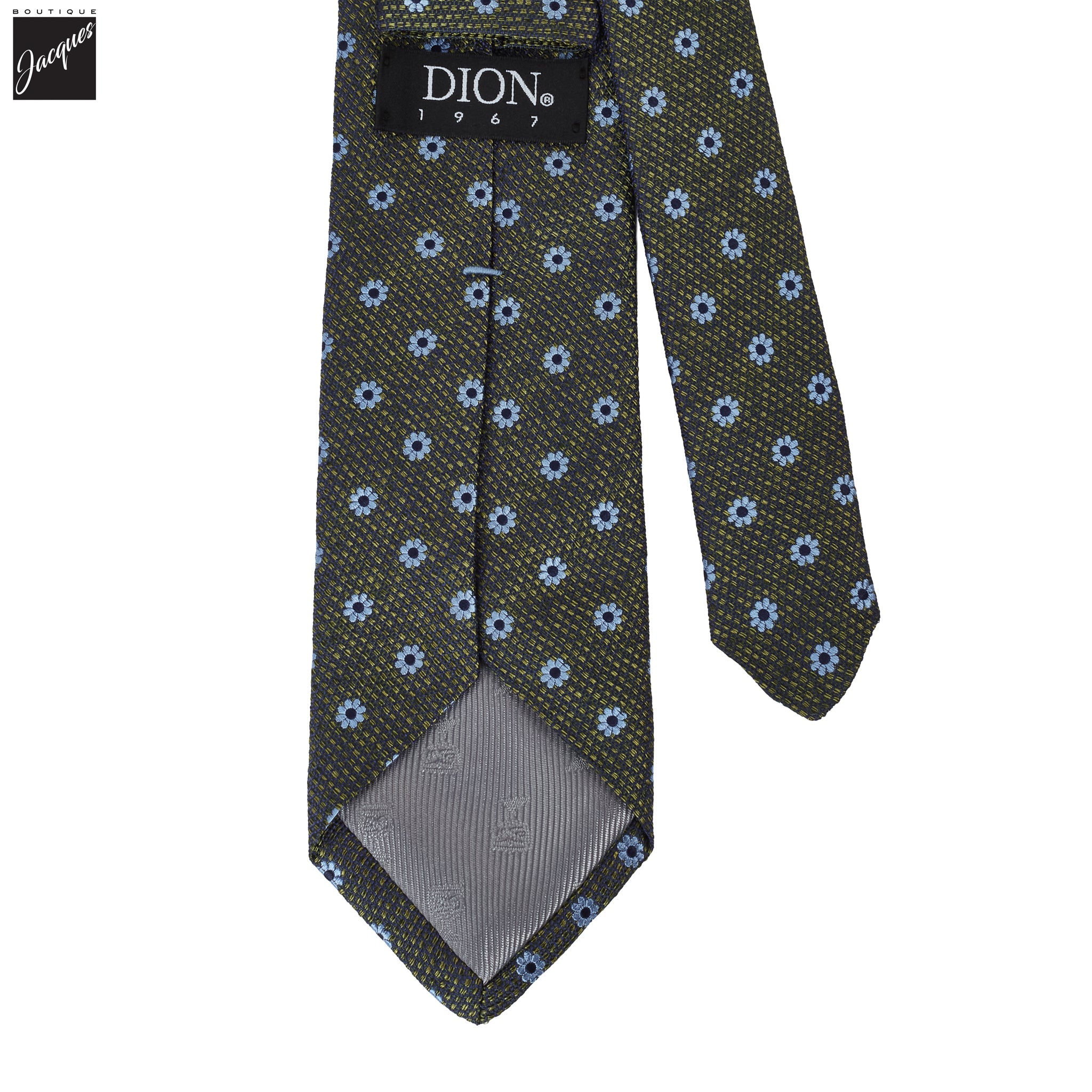 Chartreuse Green Floral Woven Silk Tie - DION