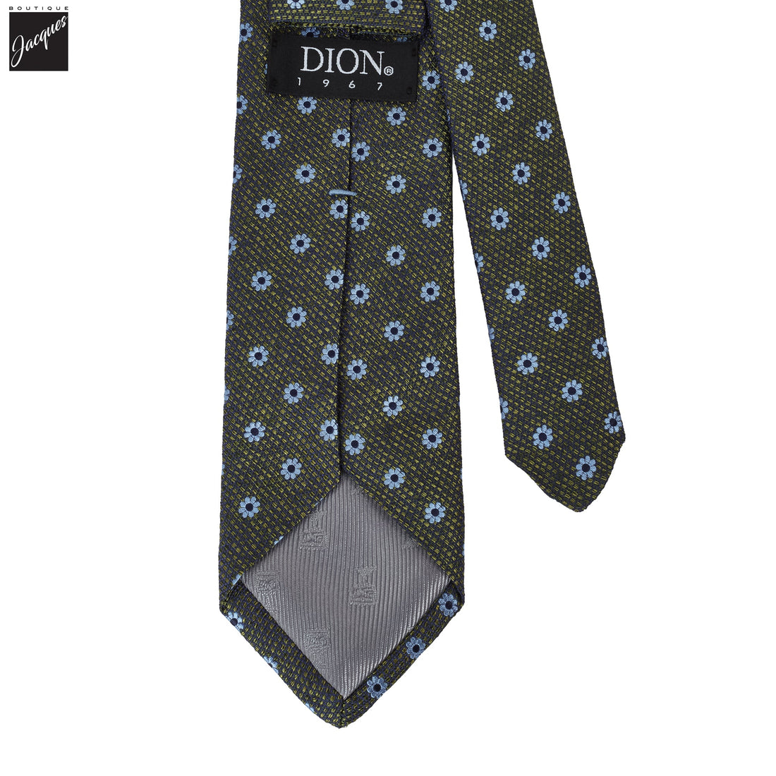 Chartreuse Green Floral Woven Silk Tie - DION