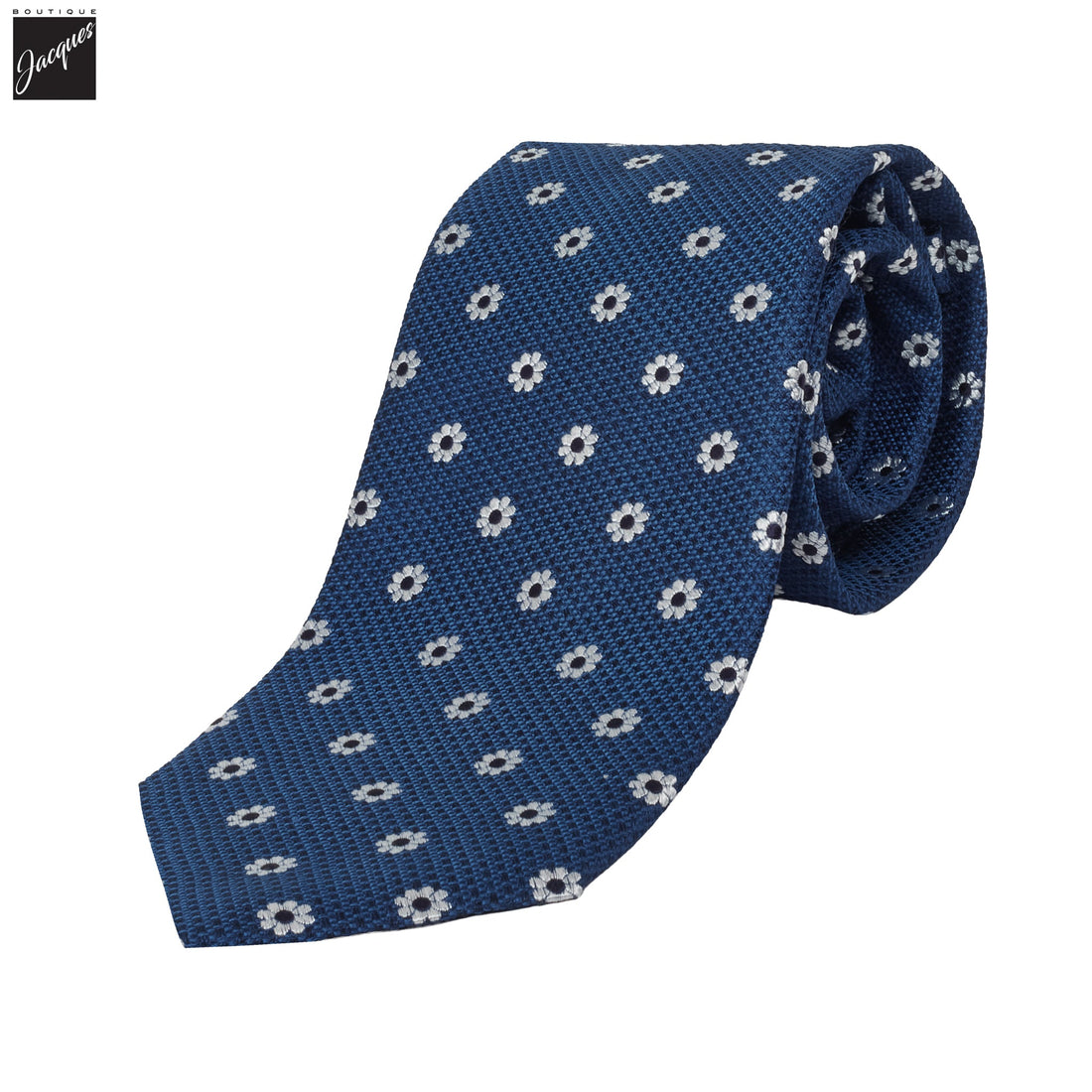 Blue Floral Woven Silk Tie - DION