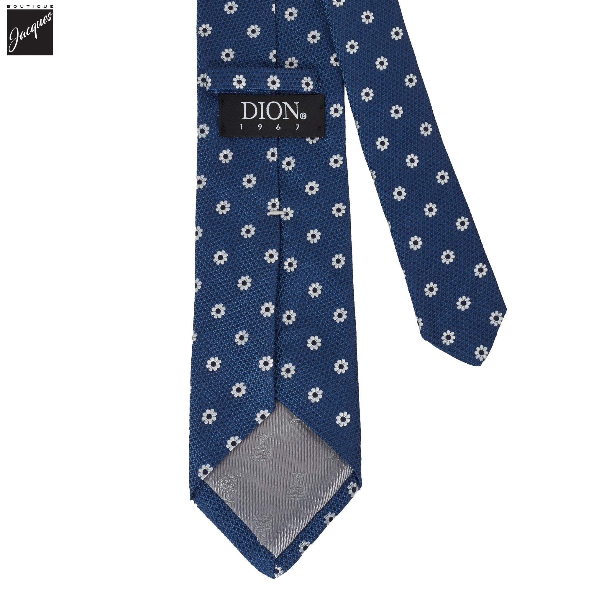 Blue Floral Woven Silk Tie - DION