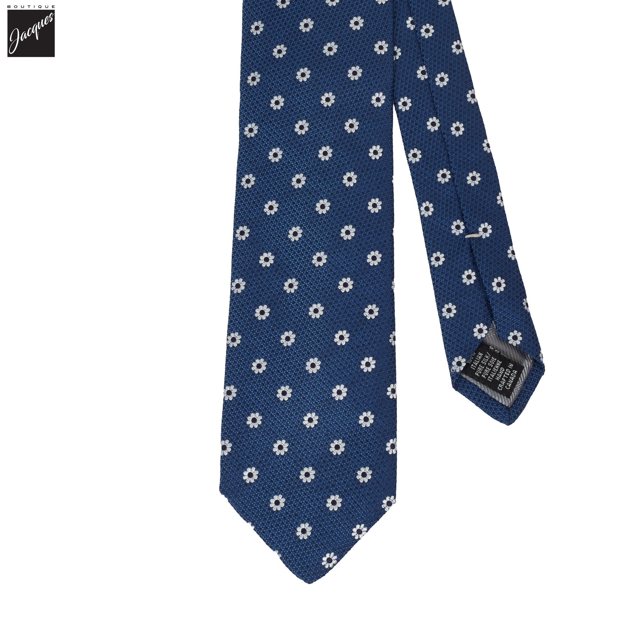 Blue Floral Woven Silk Tie - DION