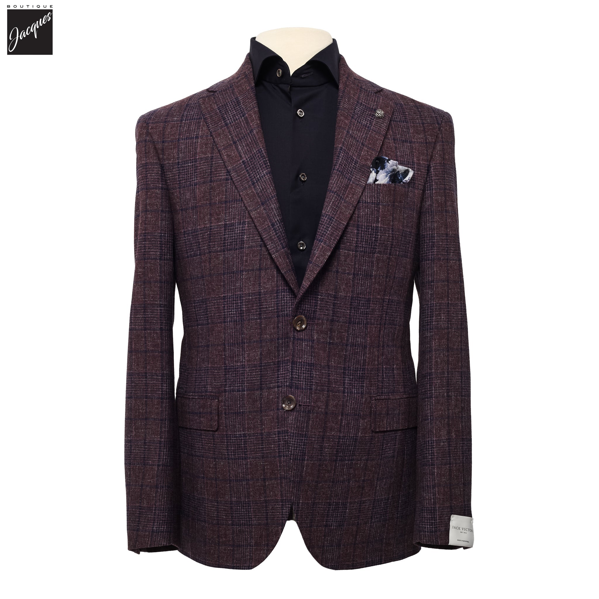 Wine Check Mcallen Contemporary Fit Wool Sport Coat - Jack Victor 1913 - Boutique Jacques International