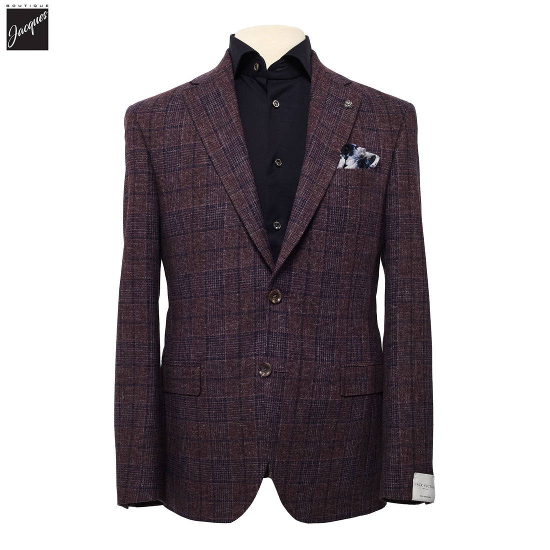 Wine Check Mcallen Contemporary Fit Wool Sport Coat - Jack Victor 1913 - Boutique Jacques International