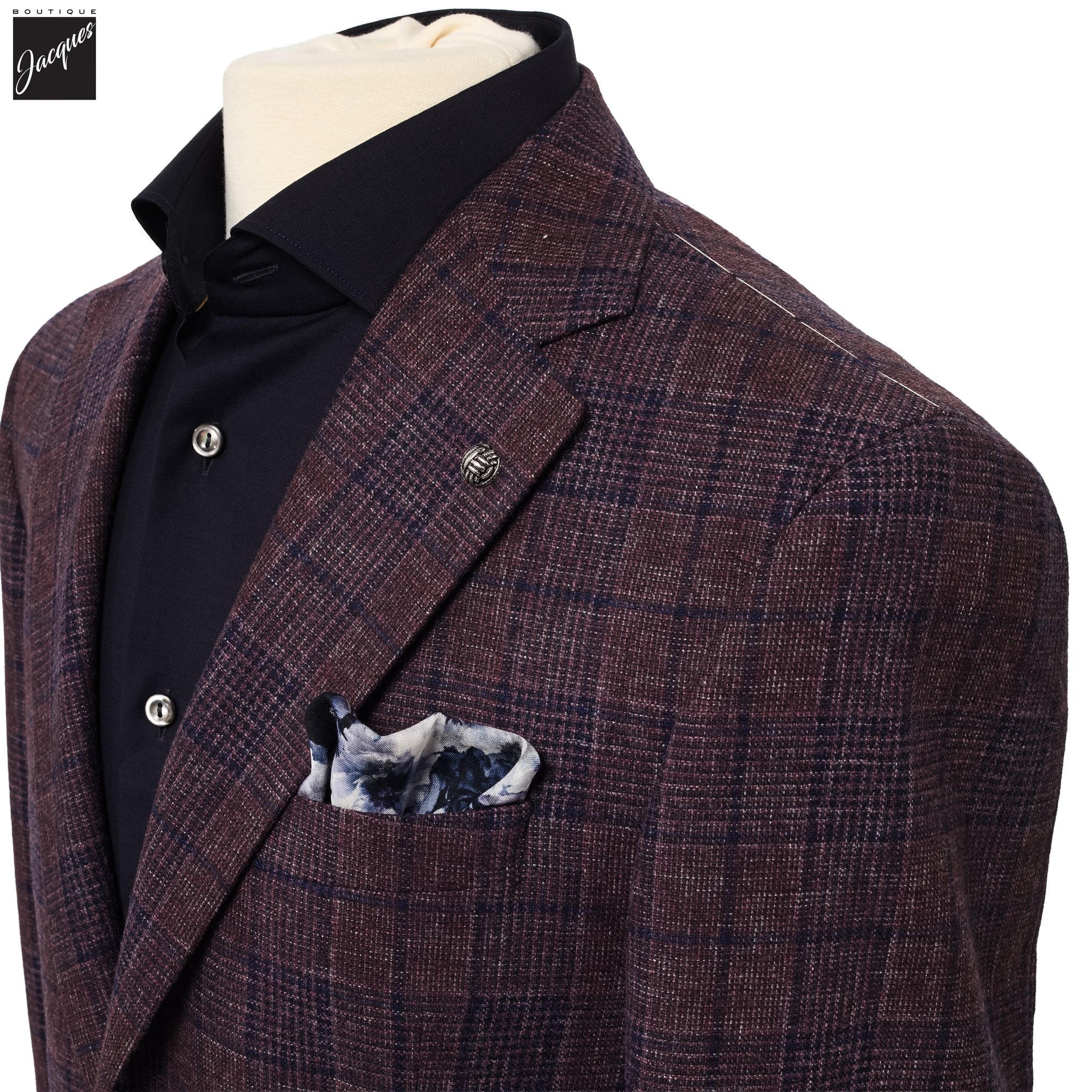 Wine Check Mcallen Contemporary Fit Wool Sport Coat - Jack Victor 1913 - Boutique Jacques International