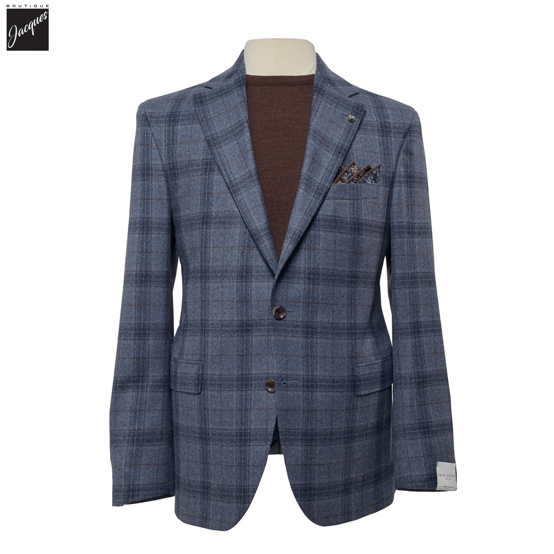 Steel Blue Plaid Wool Midland Contemporary Fit Sport Jacket - Jack Victor