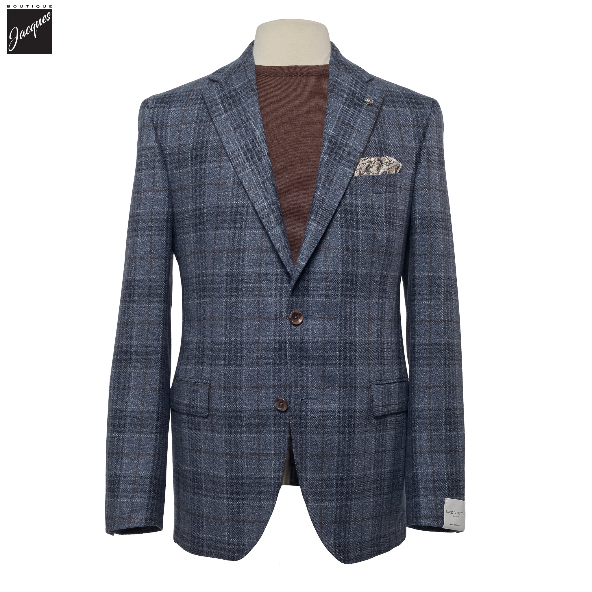 Steel Blue Wool-Silk Tweed McAllen Contemporary Fit Sport Jacket - Jack Victor