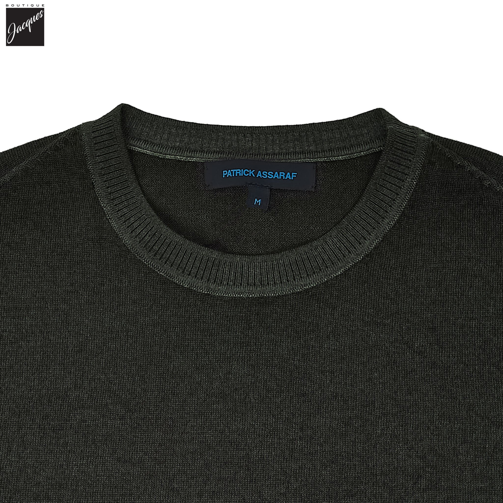 Dusky Green Vintage Wash Extra-Fine Merino Sweater - Patrick Assaraf