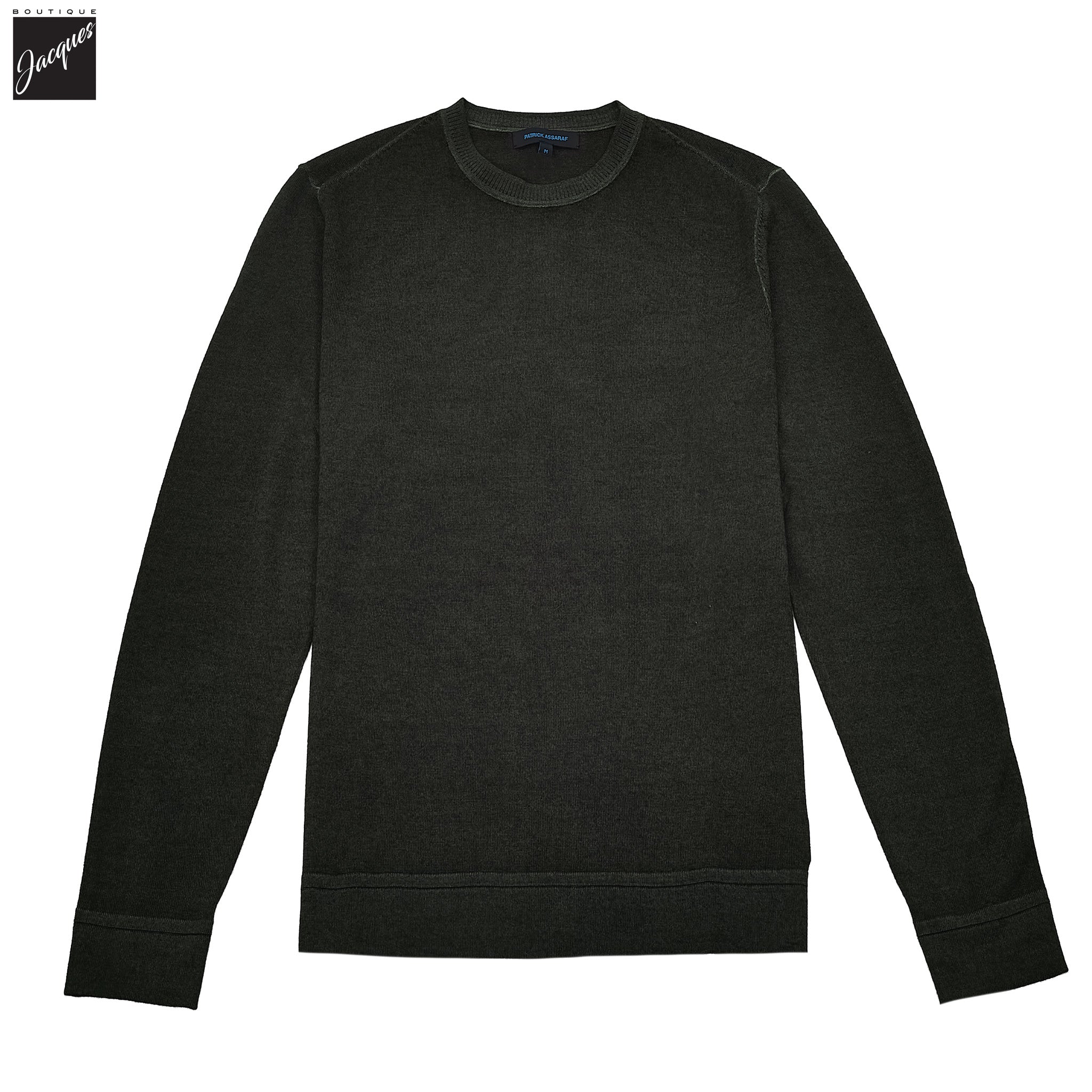 Dusky Green Vintage Wash Extra-Fine Merino Sweater - Patrick Assaraf