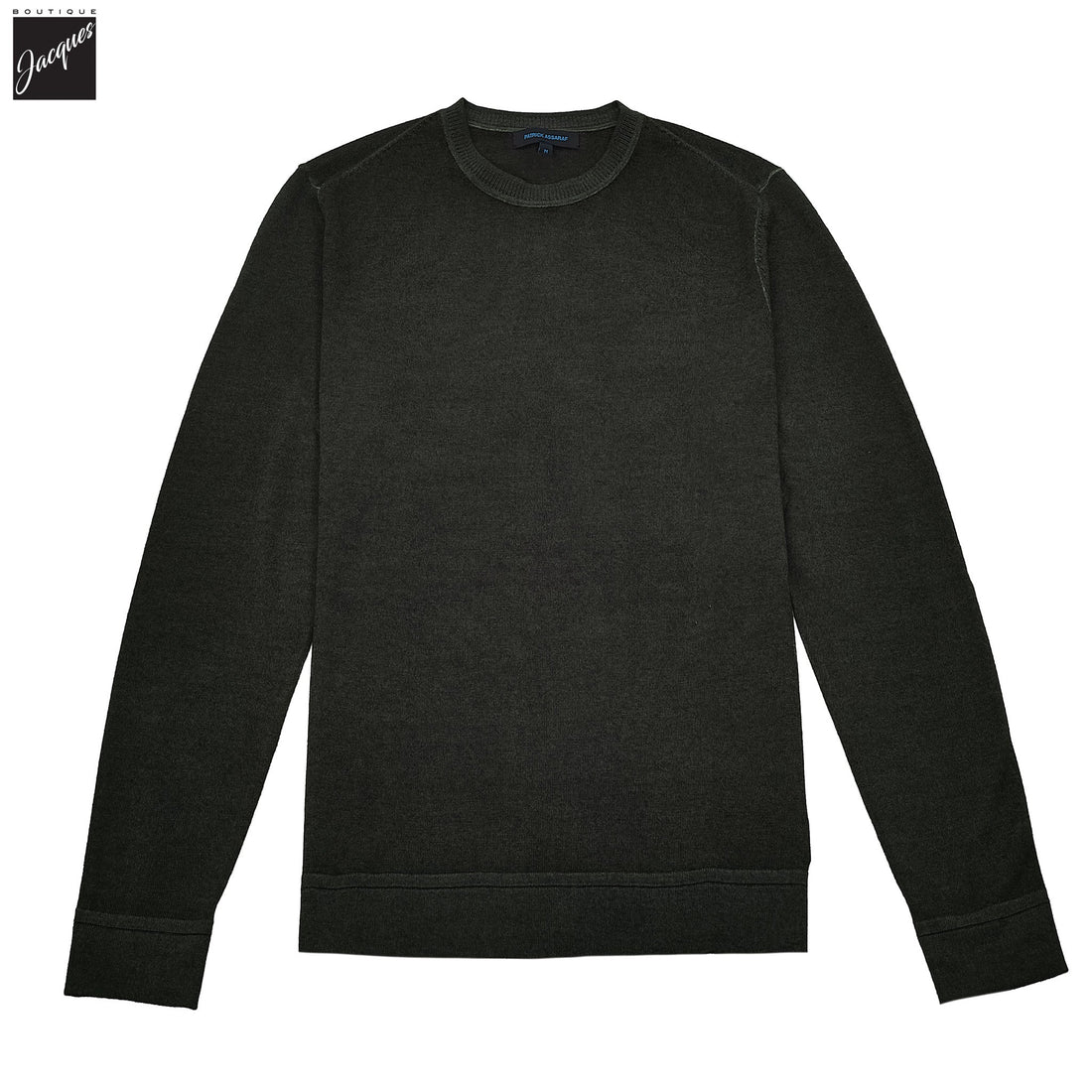 Dusky Green Vintage Wash Extra-Fine Merino Sweater - Patrick Assaraf