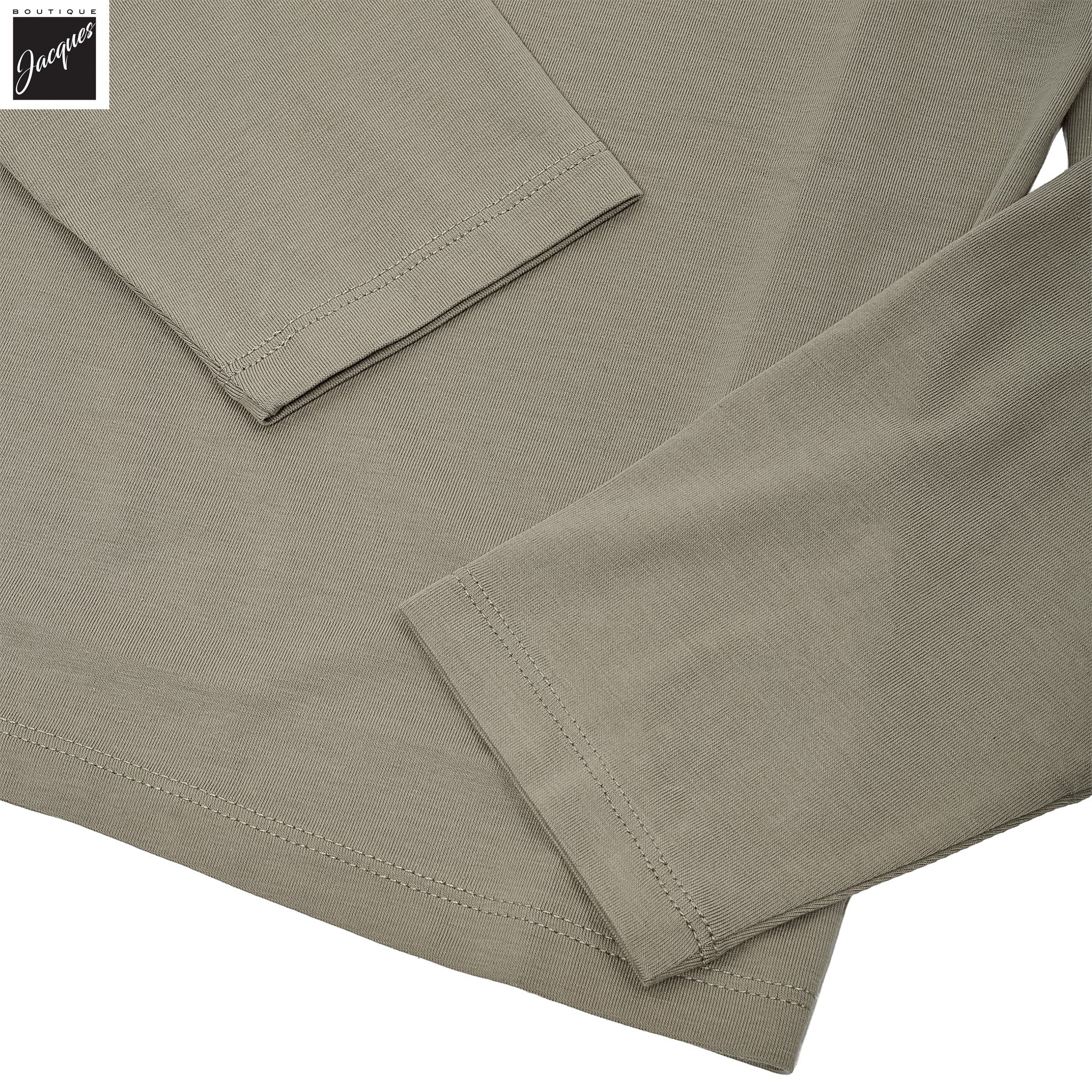Fog Gray/Beige Pima Stretch Long Sleeve T-Shirt - Patrick Assaraf