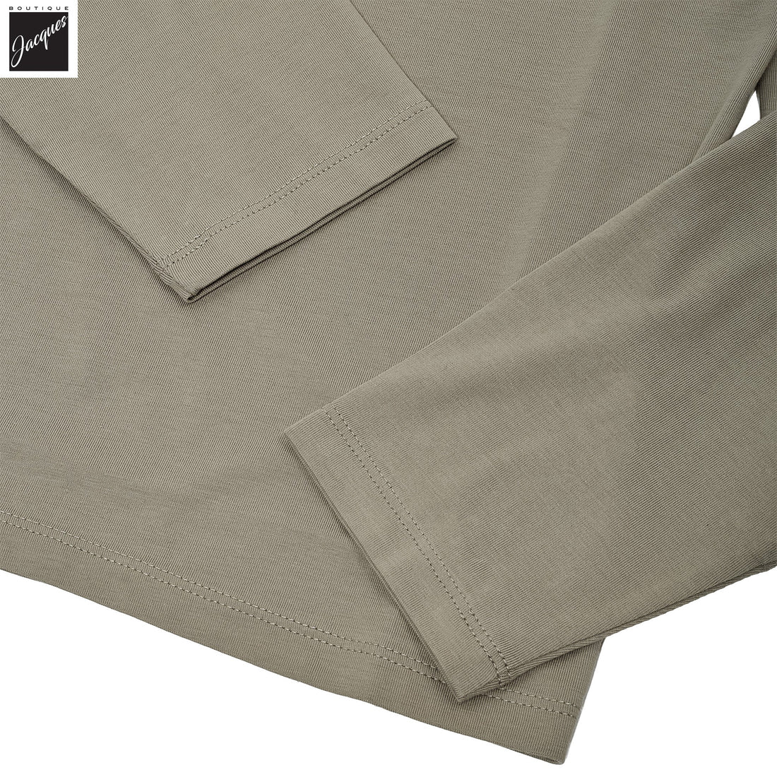 Fog Gray/Beige Pima Stretch Long Sleeve T-Shirt - Patrick Assaraf