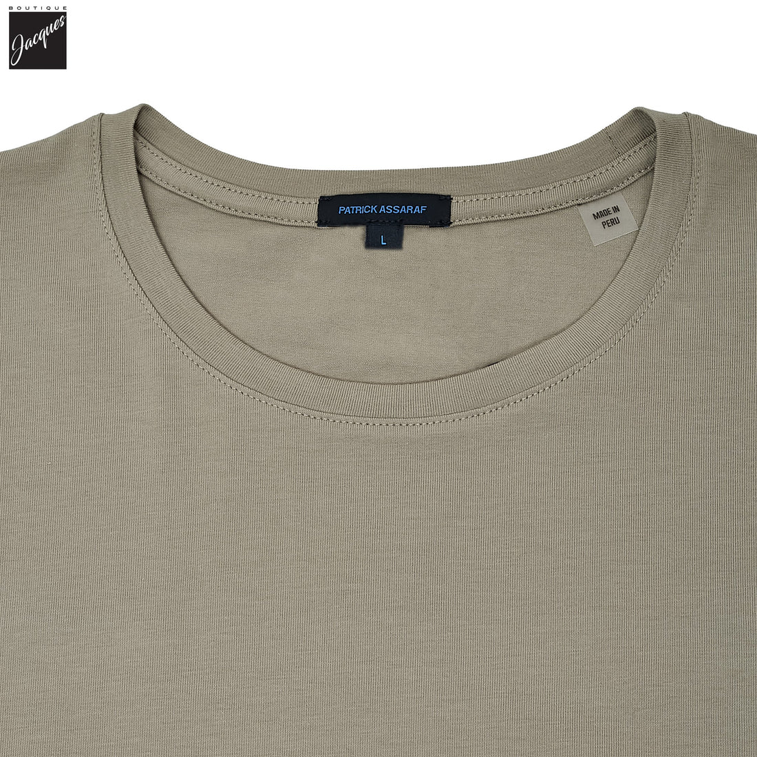 Fog Gray/Beige Pima Stretch Long Sleeve T-Shirt - Patrick Assaraf