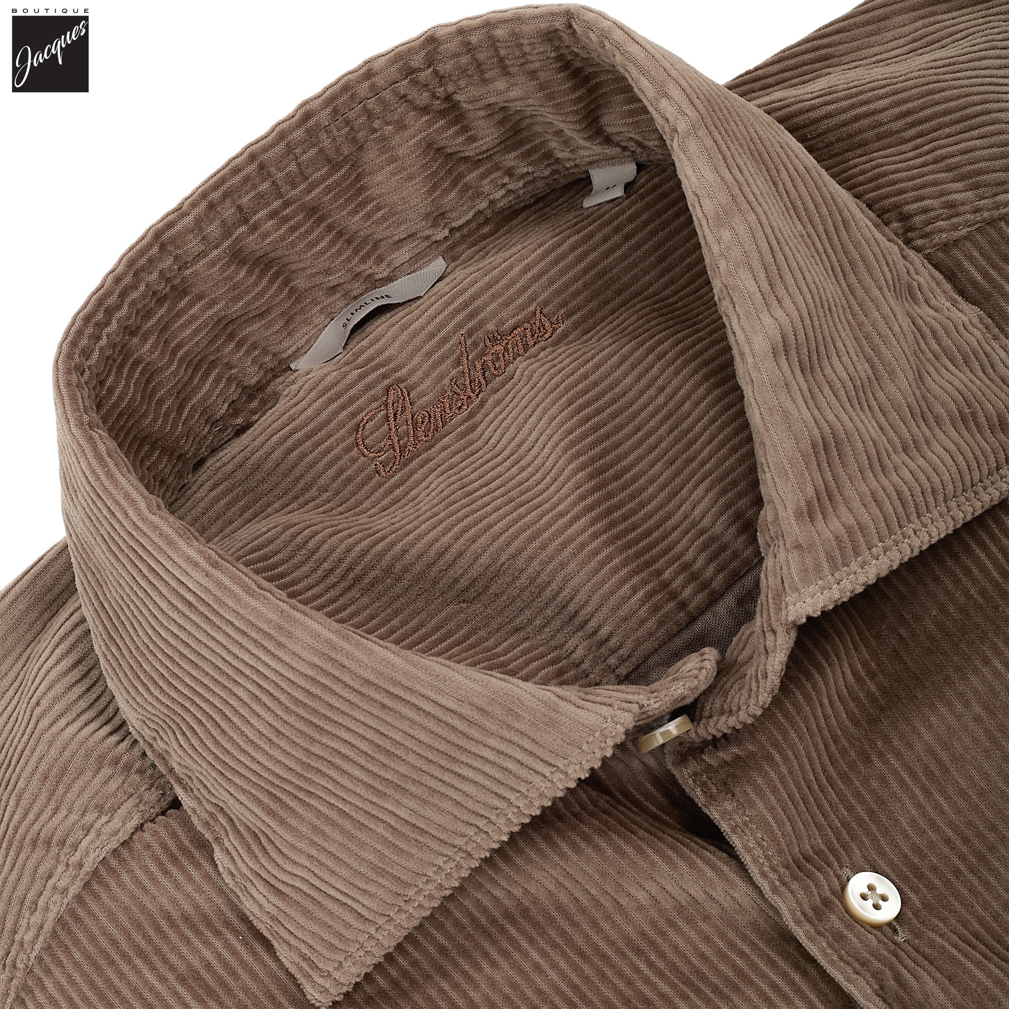 Taupe Brown Corduroy Slimline Overshirt - Stenströms