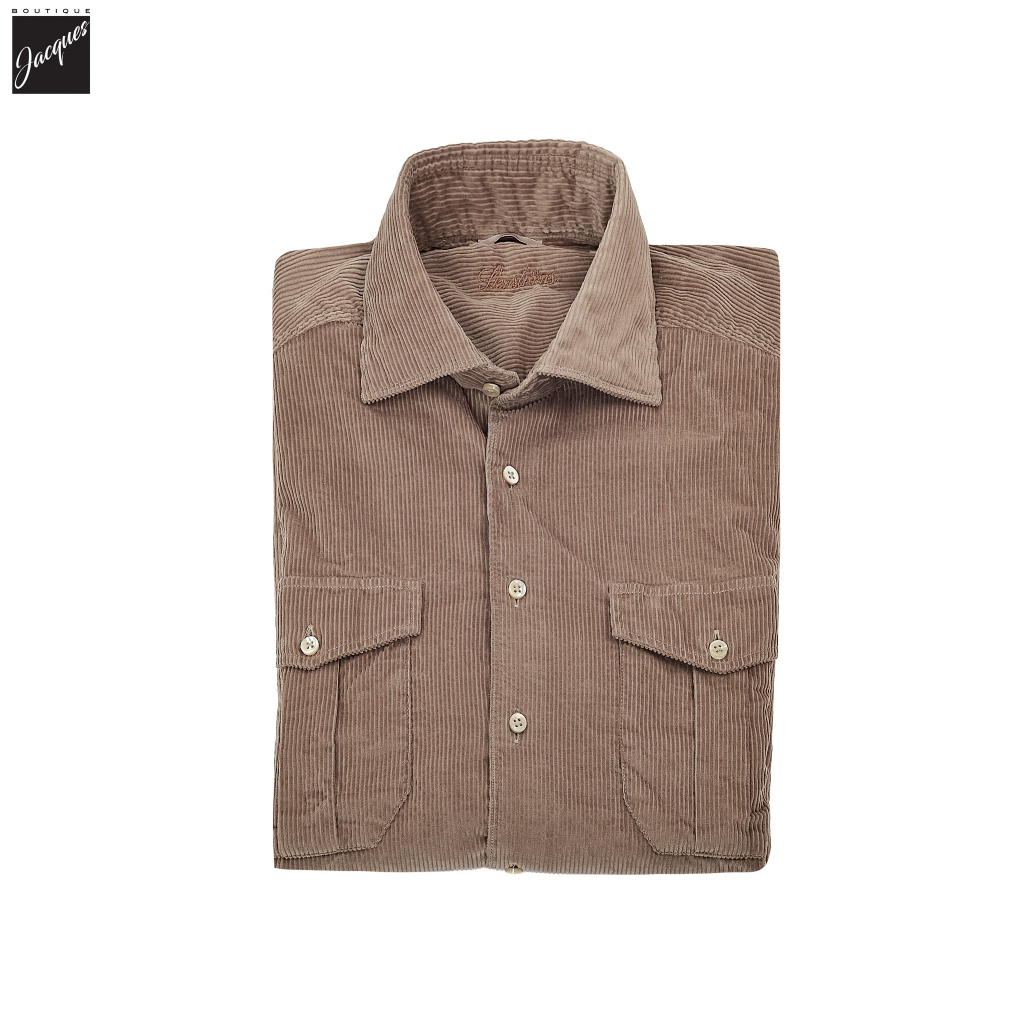Taupe Brown Corduroy Slimline Overshirt - Stenströms