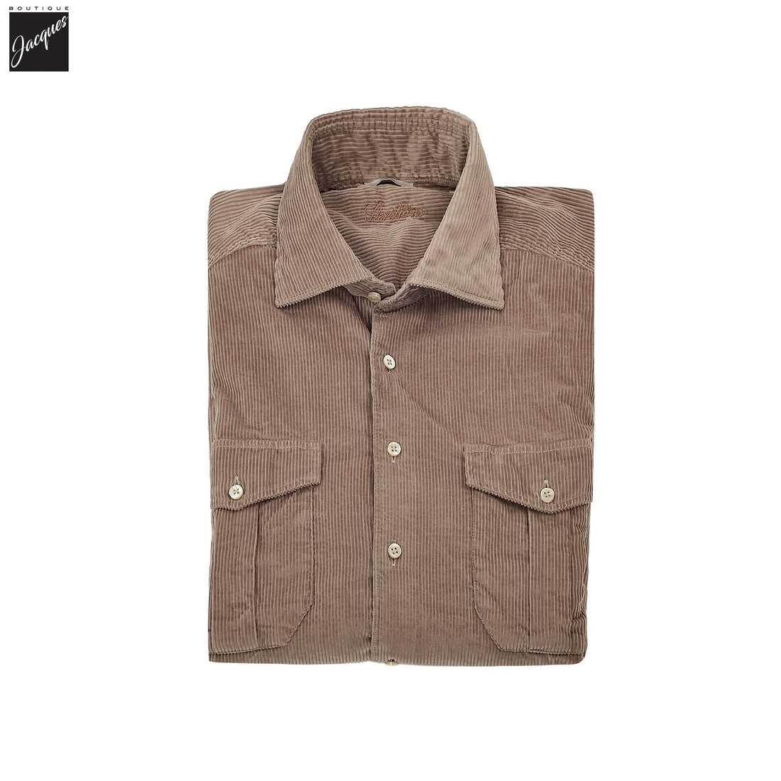 Taupe Brown Corduroy Slimline Overshirt - Stenströms