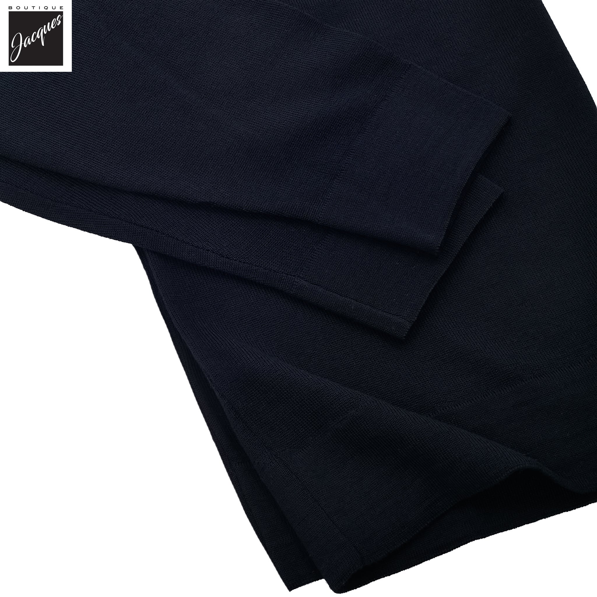 Navy Extra-Fine 14 Gauge Wool 1/2 Zip Sweater - Fradi