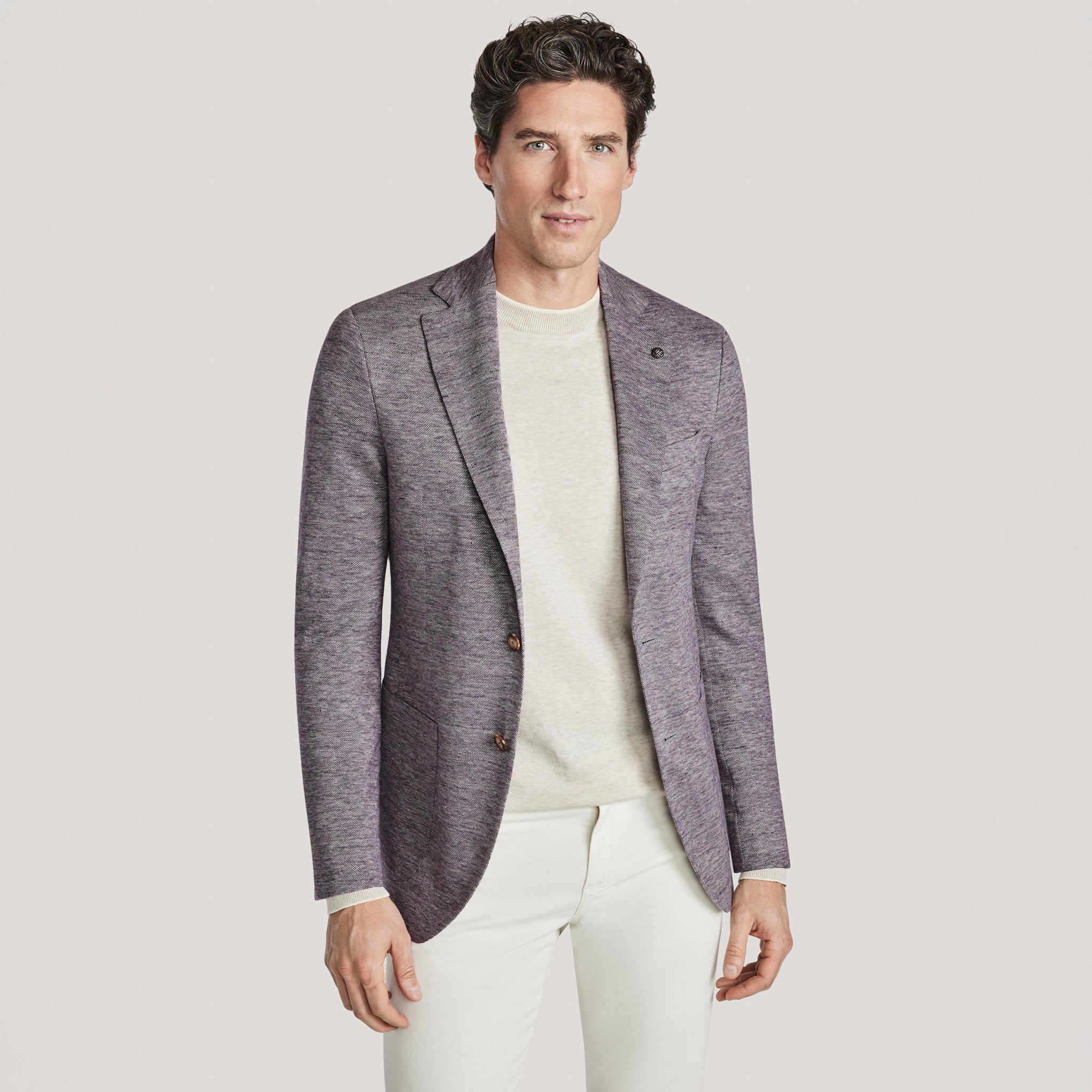 Lavender Linen/Wool/Silk Hartford Contemporary Fit Sport Jacket - Jack Victor