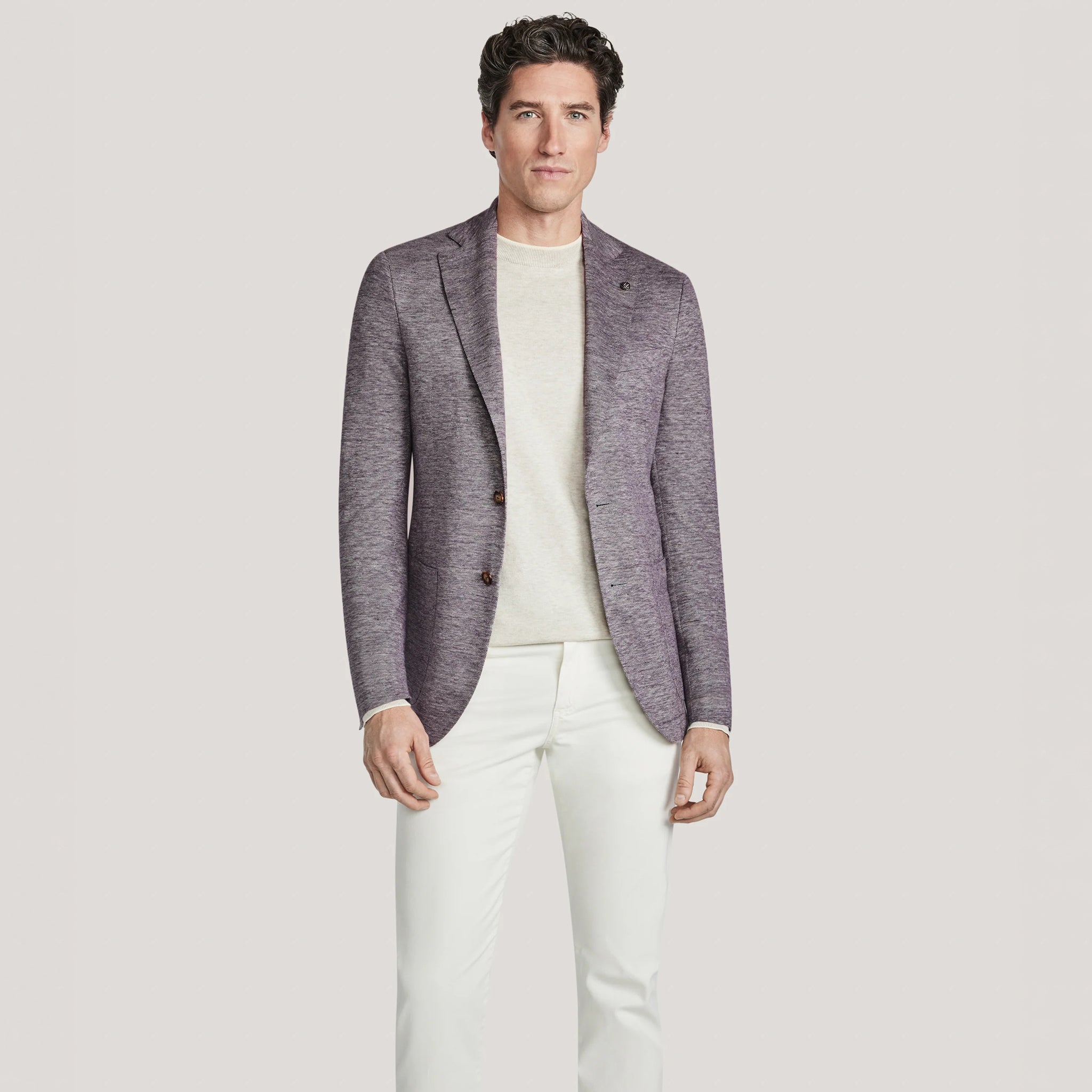 Lavender Linen/Wool/Silk Hartford Contemporary Fit Sport Jacket - Jack Victor