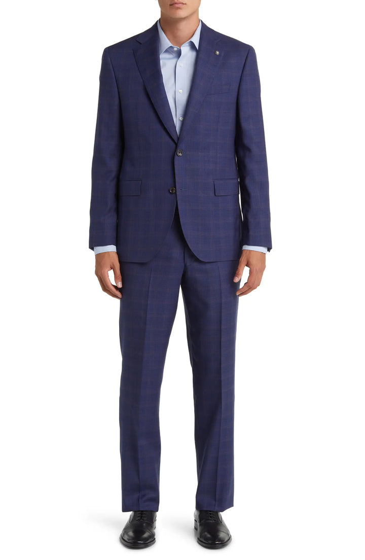 Blue Check Esprit Modern Fit Loro Piana Wool Suit - Jack Victor