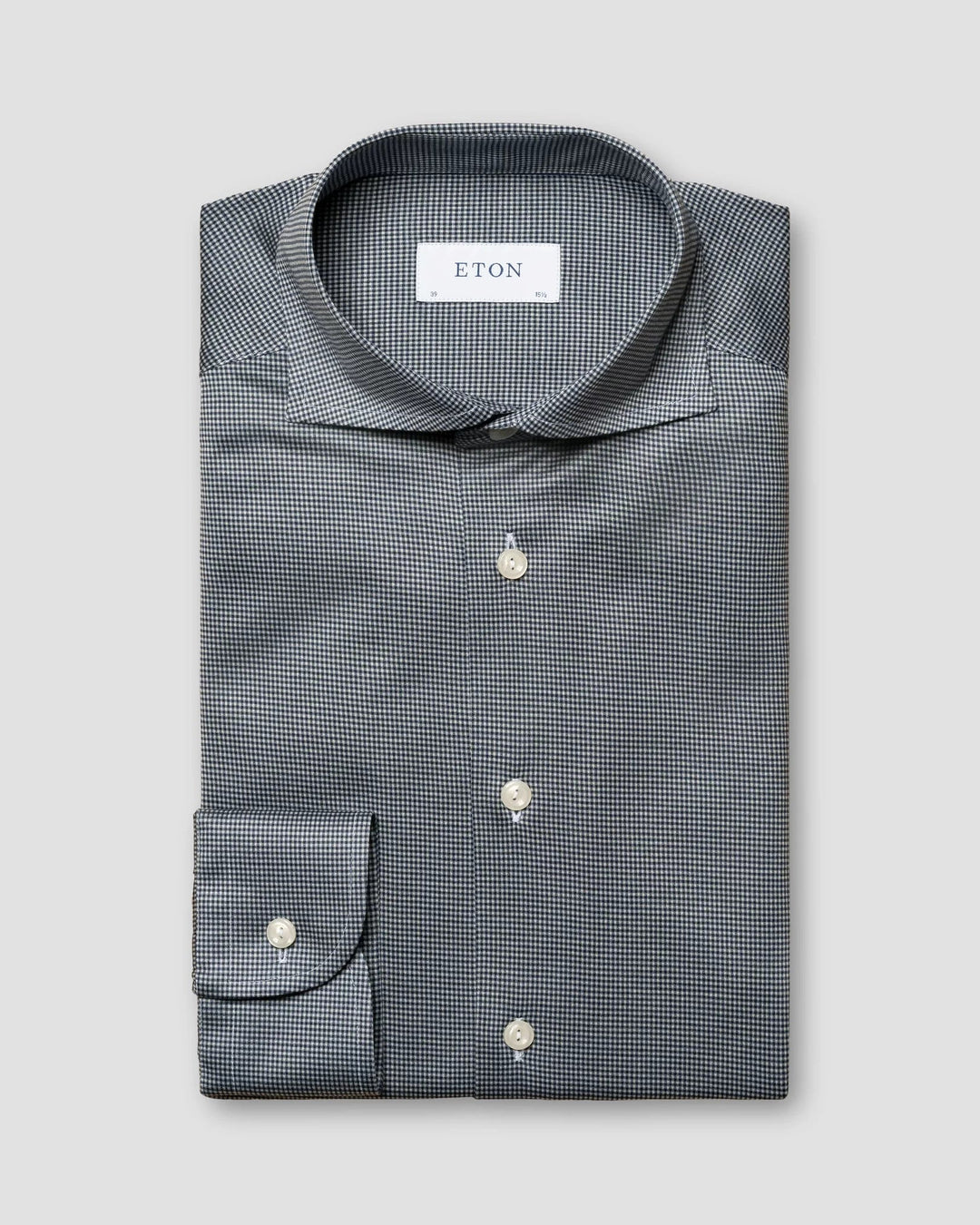 Dark Blue Micro Check King Knit Slim Fit Shirt - ETON