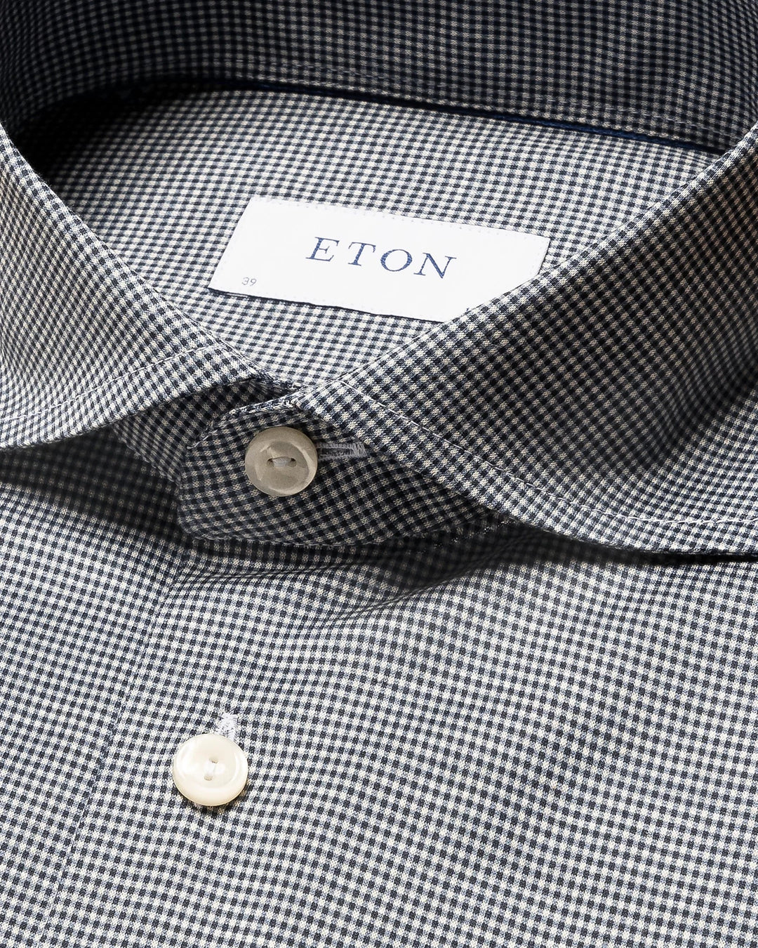 Dark Blue Micro Check King Knit Slim Fit Shirt - ETON
