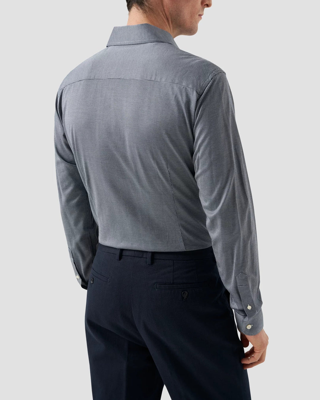 Dark Blue Micro Check King Knit Slim Fit Shirt - ETON