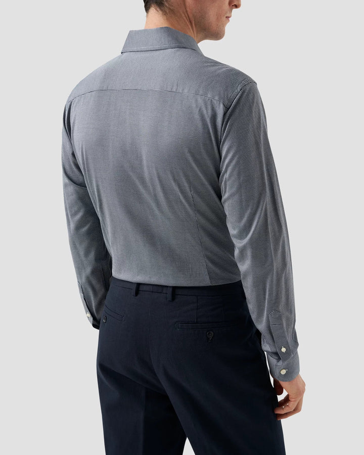 Dark Blue Micro Check King Knit Slim Fit Shirt - ETON