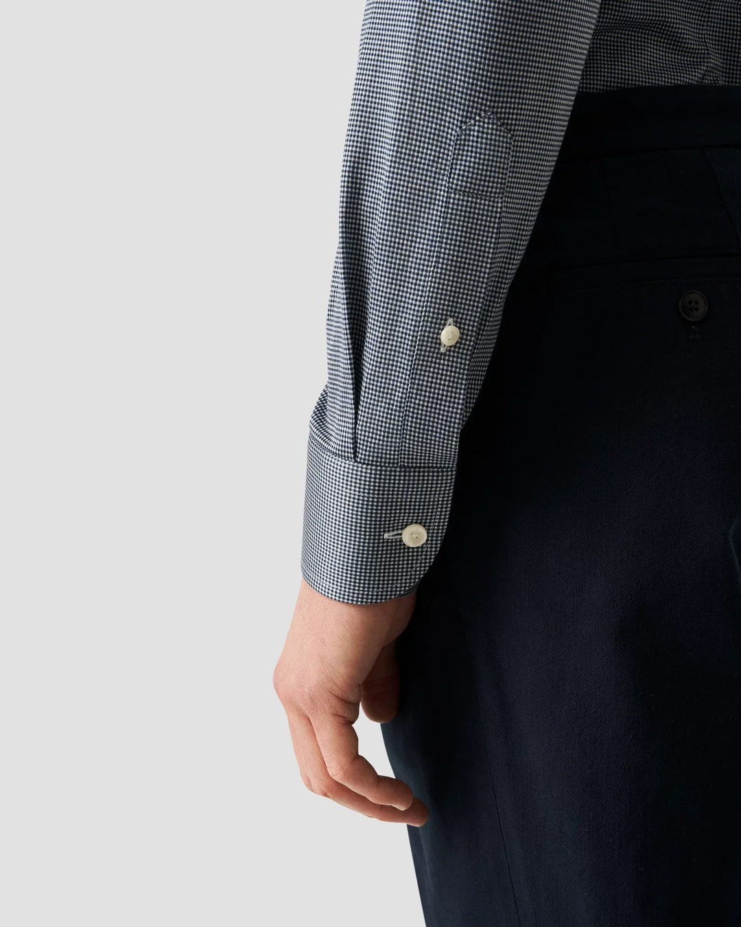 Dark Blue Micro Check King Knit Slim Fit Shirt - ETON